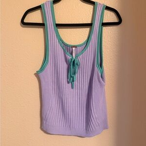Free People Purple and Green Sleeveless Ribbed Top